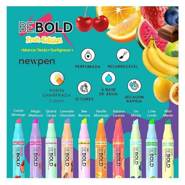 Imagem de Kit Marca Texto Bebold Fruit Edition com Cheirinho 10 Cores - Newpen