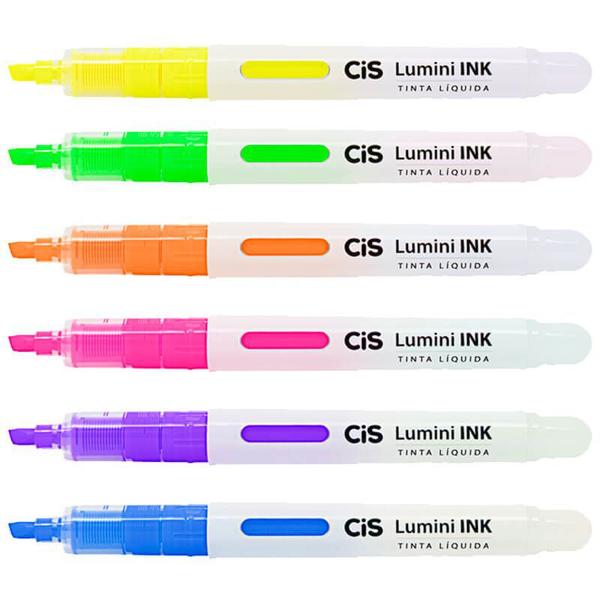 Imagem de Kit Marca Texto Lumini INK Tinta Liquida 6 Cores Cis