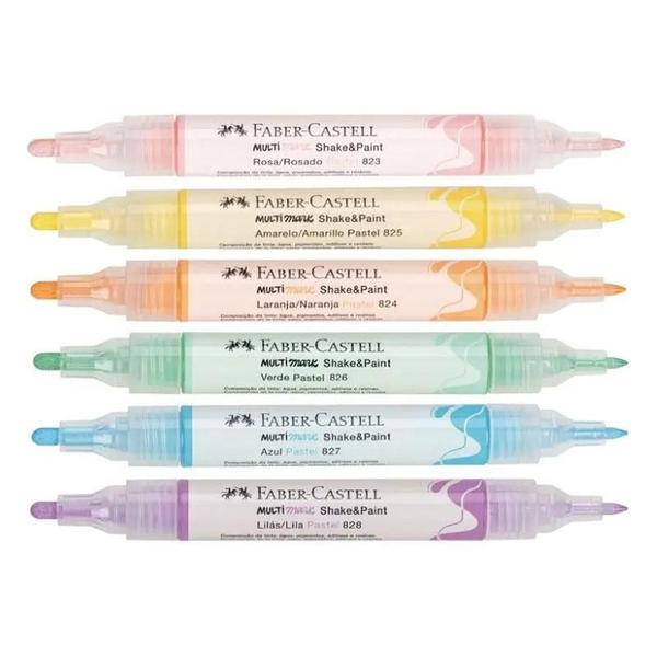 Imagem de Kit Marcador Criativo Multimark Multisuperfície MMES6PSP 6 Cores Pastel - Faber Castell