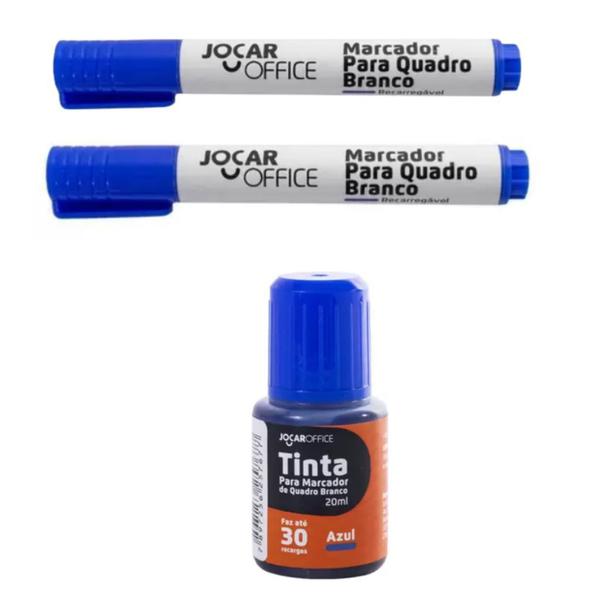 Imagem de Kit Marcador de Quadro Branco Azul + Tinta 2 Marcadores