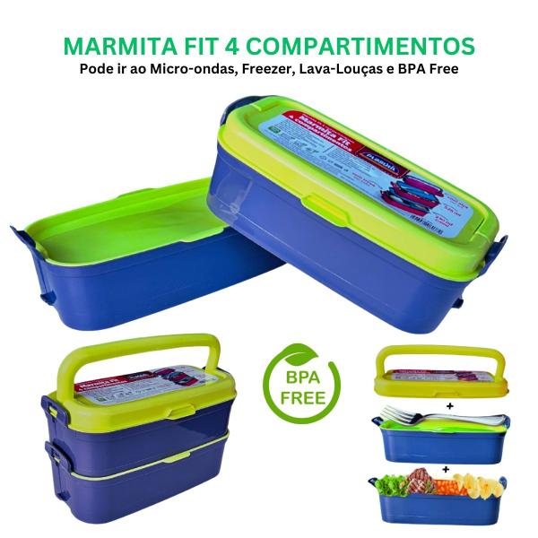 Imagem de Kit Marmita Fitness com Bolsa Térmica Academia Trabalho