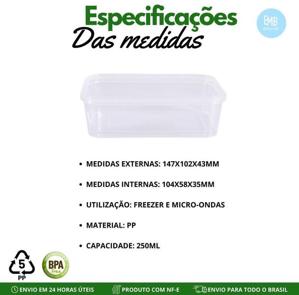 Kit Marmita Fitness Vai Na Freezer E Microondas 250Ml - 48Un - Embanet Comercio De Embalagens Imagem de Kit Marmita Fitness Vai Na Freezer E Microondas 250Ml - 48Un