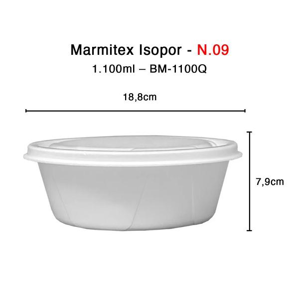 Imagem de Kit Marmitex De Isopor BM-104 1100ml C/ Tampa 100 Unidades