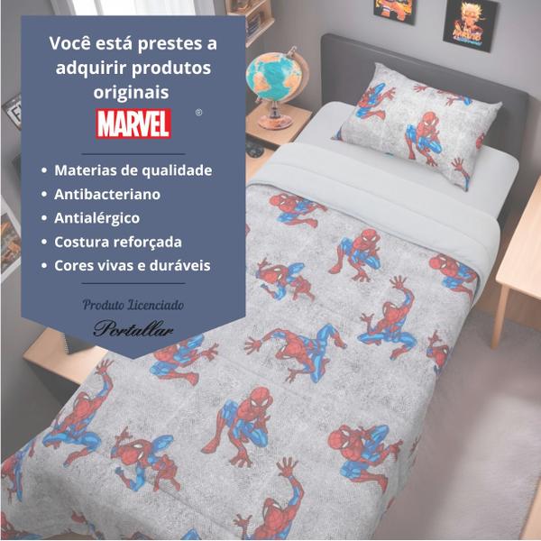 Imagem de Kit Marvel Com Edredom Jogo Cama Homem Aranha Conjunto 3 Pçs Licenciado Portallar