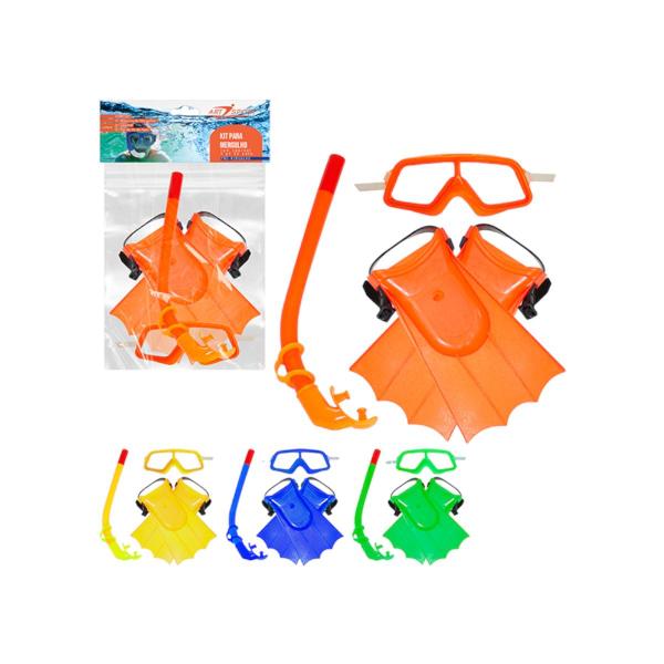 Imagem de Kit Máscara De Mergulho Com Snorkel Pé De Pato Infantil