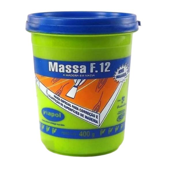 Imagem de Kit Massa F12 Viapol Para Calafetação de Madeira + Celuloide + Lixa Massa 150