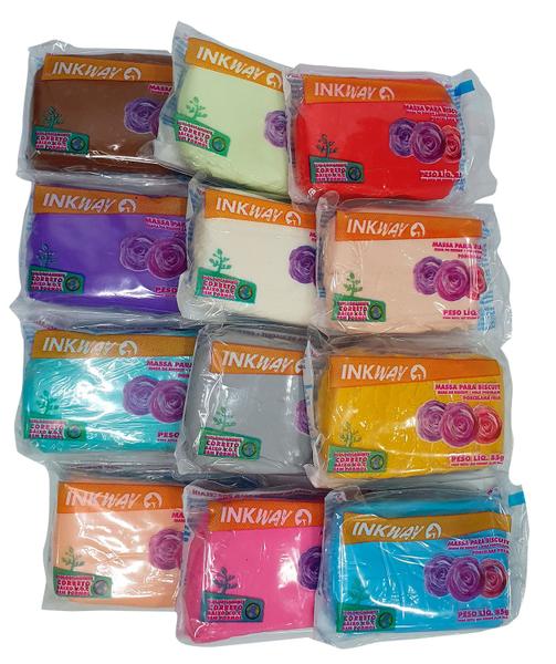 Kit Massa para Biscuit Inkway 12 Cores 85g Cada - Artesanato Imagem de Kit Massa para Biscuit Inkway 12 Cores 85g Cada - Artesanato