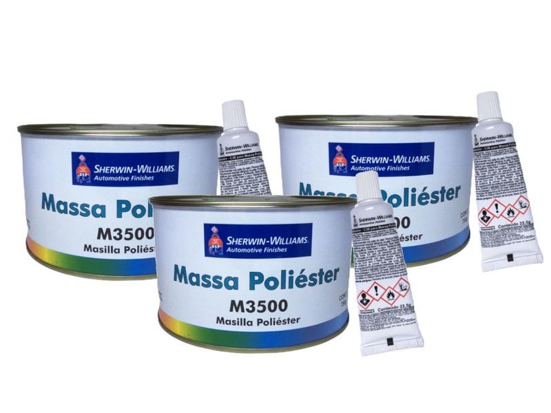 Imagem de Kit Massa Poliester M3500 Sherwin-Williams 750G Com Catalisador 3 Unidades