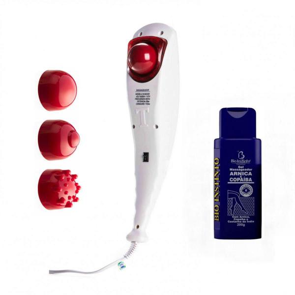 Imagem de Kit Massageador Elétrico Profissional Com Infravermelho 110v + Gel Arnica e Copaíba