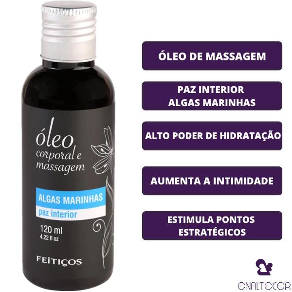 Imagem de Kit Massagem Corporal Óleo Algas Marinhas e Pena e Venda