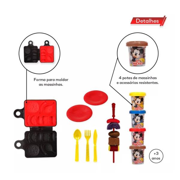 Imagem de Kit Massinha Churrascaria Mickey C/ Acessórios - Disney Junior Brinquedo Infantil - Cotiplás