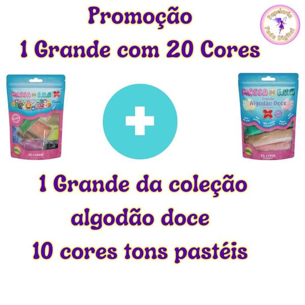 Imagem de Kit Massinha de EVA Make+  20 cores vibrantes 250gr + 10 tons pastéis 250gr da coleção Algodão Doce .