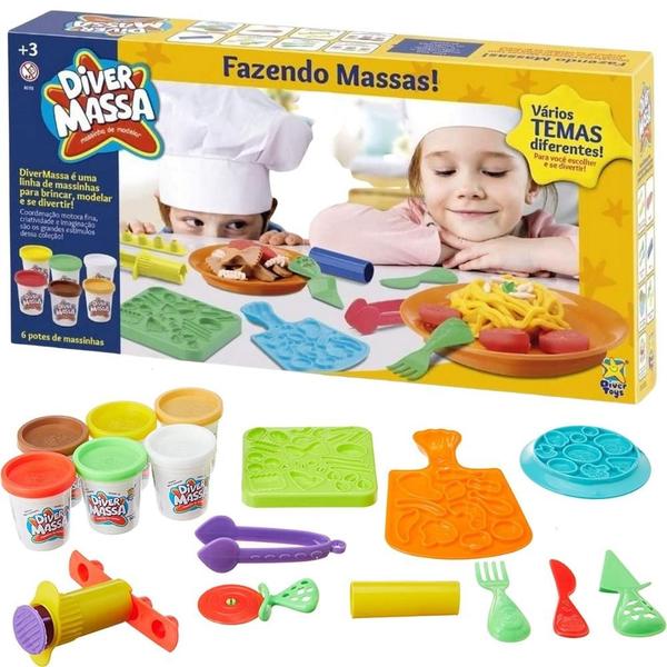Kit Massinha De Modelar Diver Massa Fazendo Massas Divertoys - Diver Toys Imagem de Kit Massinha De Modelar Diver Massa Fazendo Massas Divertoys