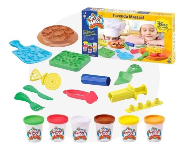 Imagem de kit Massinha De Modelar Fazendo Massas com Forminhas Divertoys