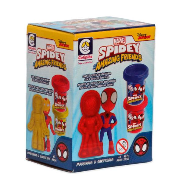 Imagem de Kit Massinha Infantil Spidey Amigos Molde Surpresa 2 Potes