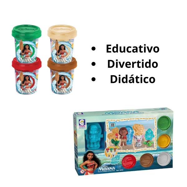 Imagem de Kit Massinha Moana C/ Amigos Disney Brinquedo Infantil Montessori - Cotiplás