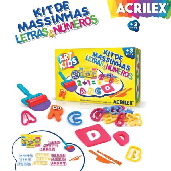 Imagem de Kit Massinhas de Modelar Infantil Acrilex Letras e Números