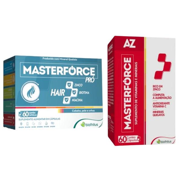 Imagem de Kit Masterforce AZ + Hair Suplemento Alimentar 60 cápsulas