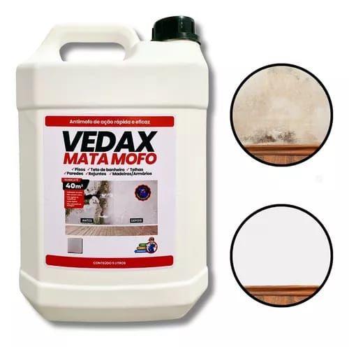 Kit Mata Mofo Vedax 5 Litros Antimofo Guarda Roupa Parede Banheiro Armário Madeira + Pulverizador Imagem de Kit Mata Mofo Vedax 5 Litros Antimofo Guarda Roupa Parede Banheiro Armário Madeira + Pulverizador