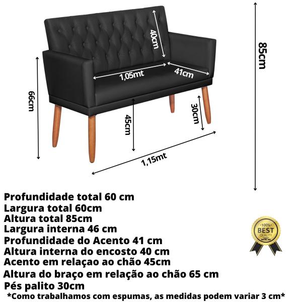 Imagem de Kit material sintético Namoradeira com Poltrona Capitone para Sala de Espera Recepção ambiente pequeno