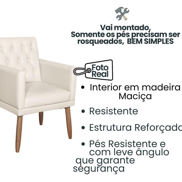 Imagem de Kit material sintético Sofá 1 Namoradeira 2 Poltronas com Puff Capitone para recepção clinica 4 lugares resistente para sala pequena