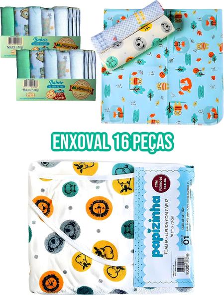 Kit Maternidade Bebe 16 Peças Pano de Boca Toalha Cueiro 100% Algodão - Papi Imagem de Kit Maternidade Bebe 16 Peças Pano de Boca Toalha Cueiro 100% Algodão