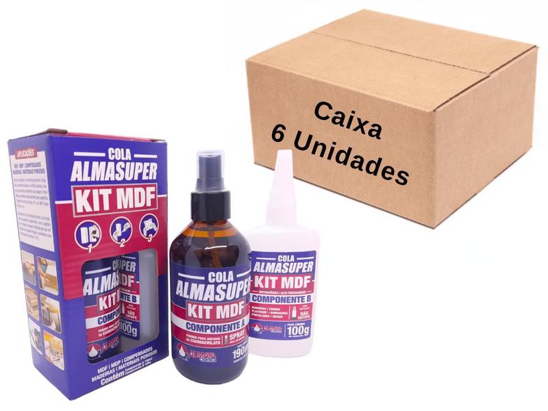 Imagem de Kit MDF Cola Instantânea 100g Almasuper + Primer Acelerador - 6 Kits