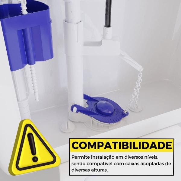 Imagem de Kit Mecanismo Reparo Completo Universal Acionamento Lateral C/ Boia Acoplada Caixa Descarga  Astra