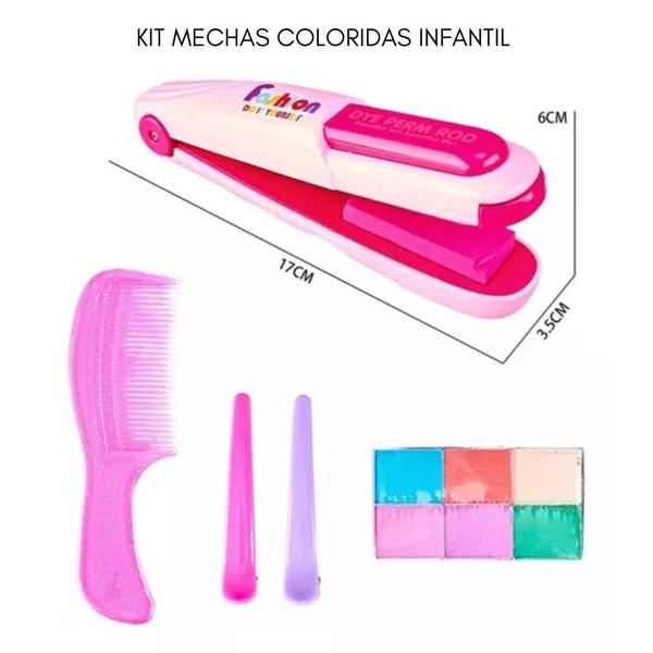 Imagem de Kit Mechas Coloridas Infantil Cabelo Menina Cores 