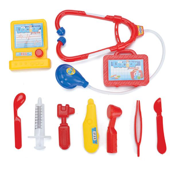 Imagem de Kit Médico Brinquedo Infantil com Maleta Doutor Fênix 10 Peças Azul e Vermelho