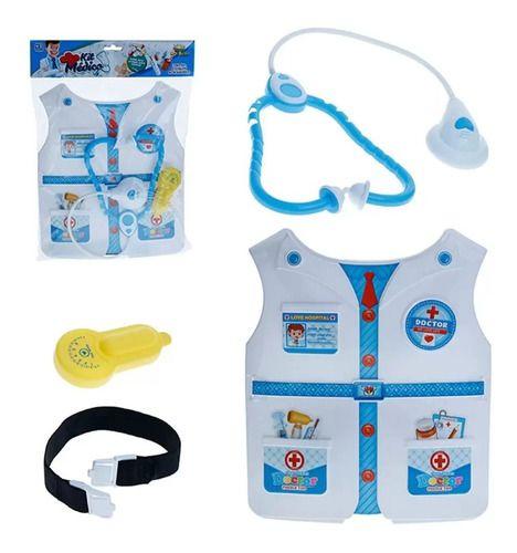 Imagem de Kit Médico Infantil Branco Com Colete Acessórios Brinquedo