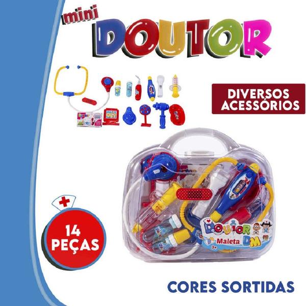 Imagem de Kit Médico Infantil Maleta Doutor DMToys6174 14 Luz Som