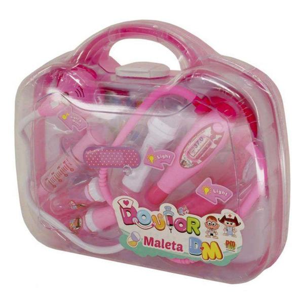 Imagem de Kit Médico Maleta Doutora Infantil Brinquedo C/ Som Luz Rosa - Dm Toys