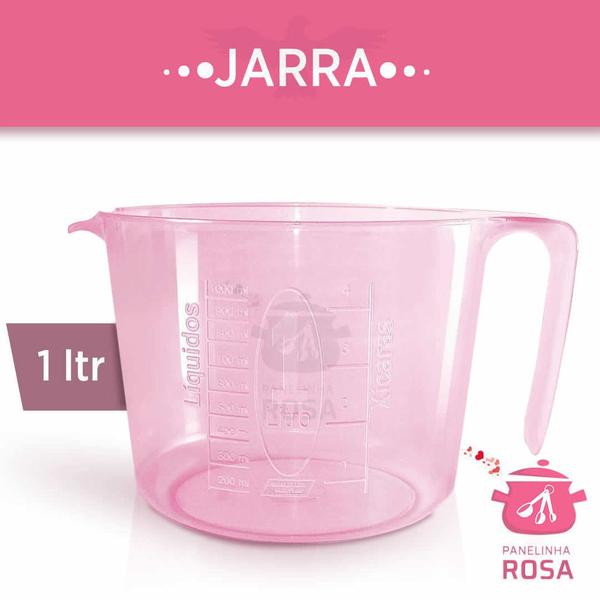 Imagem de Kit Medida 10 Peças Jarra 1L Copo Rosa Xicara Rosa Colher Rosa Apto ao Calor Panelinha Rosa