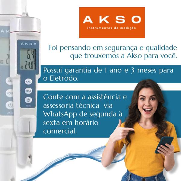 Imagem de Kit Medidor de pH Phmetro AK90 Com Soluções de Calibração pH 4, 7 e KCl 3M