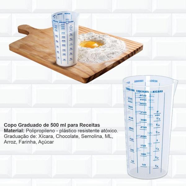 Imagem de Kit Medidores Cozinha Copo 500Ml + Colher + Xicaras