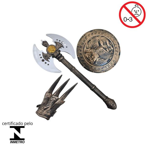 Imagem de Kit Medieval Com Escudo Machado E Luva Infantil Importway