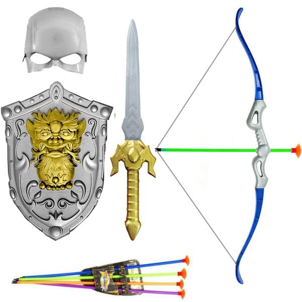 Kit Medieval Viking Espada Arco e Flechas Escudo e Máscara - Toy Master Imagem de Kit Medieval Viking Espada Arco e Flechas Escudo e Máscara