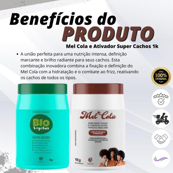 Imagem de Kit Mel Cola 1kg + Ativador Super cachos 1kg Biovegetais