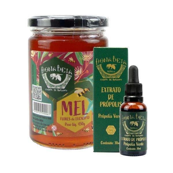 Imagem de Kit Mel Puro Flor Eucalipto 450g + Extrato Propolis Verde 30ml Dona Beia Natural