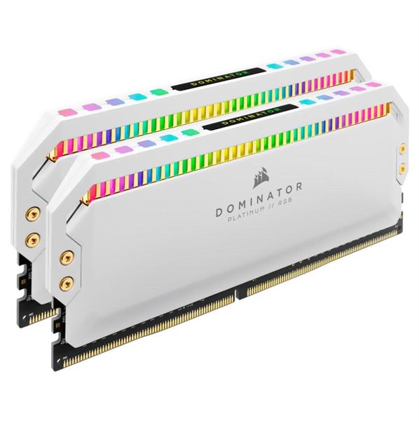 Imagem de Kit memória 16gb ddr5 (2 x 8gb) 4000mhz corsair dominator platinum, rgb, white - cmt16gx4m2k4000c19w