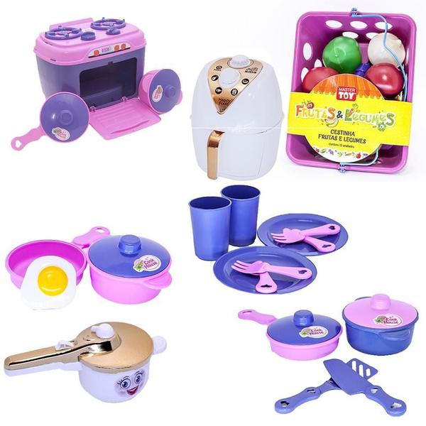 Imagem de Kit Menina Infantil Cozinha Fogão Copo Prato Talher 33 Peças