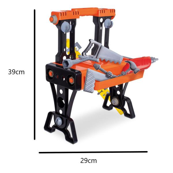 Imagem de Kit Menino Construtor Martelo Serrote Bancada de Ferramenta