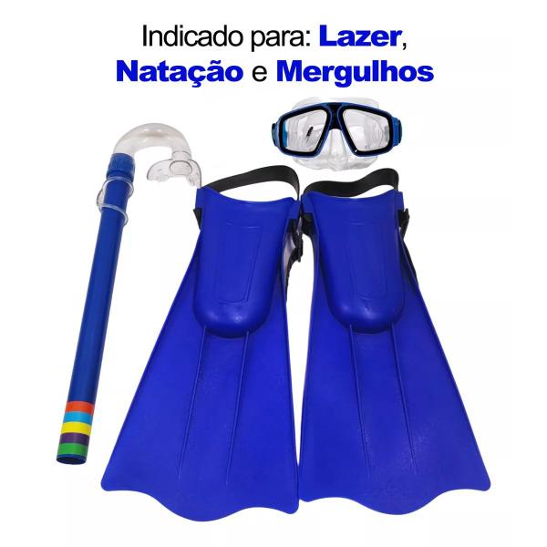 Imagem de Kit Mergulho Completo Infantil Máscara Snorkel Pé De Pato