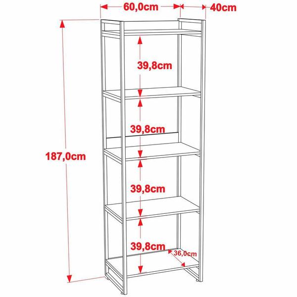 Imagem de Kit Mesa Cavalete 135 cm com Estante 5 Prateleiras Estilo Industrial Form C01 Carvalho - Lyam Decor
