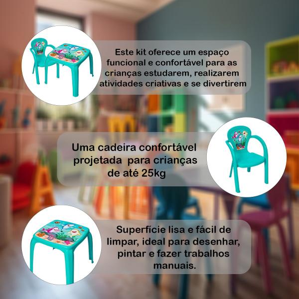 Imagem de Kit Mesa Com Uma Cadeira Infantil Desenho Decorada