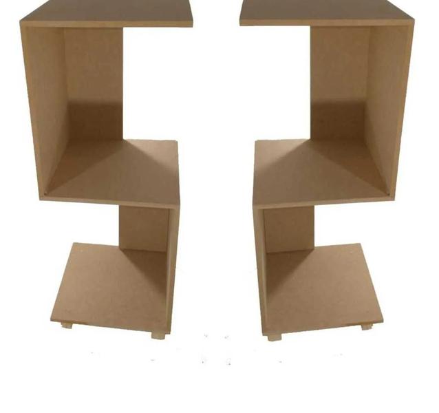 Imagem de Kit Mesa de Cabeceira S Mdf Cru 60x25x25