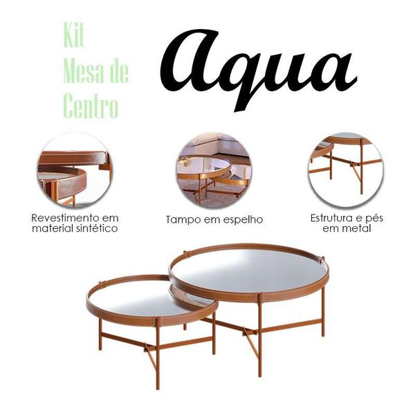 Imagem de Kit Mesa de Centro Aqua com Espelho Cobre - Imcal