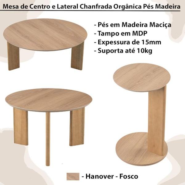 Imagem de Kit Mesa de Centro e Lateral Chanfrada Pes Madeira Hanover Artesano