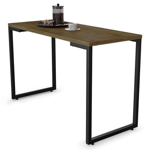Kit Mesa De Cozinha 120Cm 4 Banquetas F02 Castanho/Branco - MPOZENATO Imagem de Kit Mesa De Cozinha 120Cm 4 Banquetas F02 Castanho/Branco